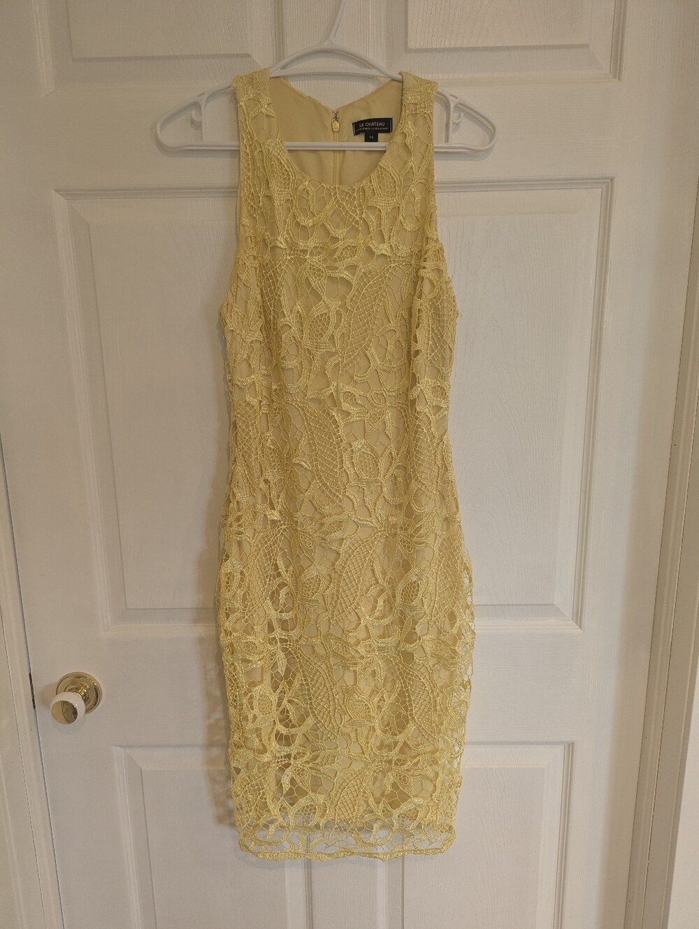 Yellow Overlay Lace Midi Dress
